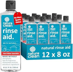 Nature Clean Natural Dishwasher Rinse Aid Liquid with 99.7% Plant-Based Ingredients, Unbelievable Power with No Nasty Chemicals. Dishwasher Drying Agent. Hard Water Stain Remover. 8 oz. (12 pack)