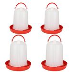 SHUESS 4 Pcs Chicken Water Dispenser - Plastic Chicken Feeders and Drinkers - 3L Poultry Drinker - Chicken Water Feeder for Chick, Hen, Duck (Red)
