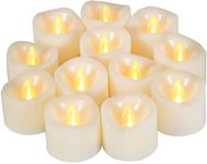 CANDLE IDEA Realistic Flame LED Tea Lights 12 Pack 1.5" x 1.2", Flameless Flickering Tea Candle Battery Operated / Electric Tealights Small LED Candles for Halloween, Christmas, Lantern Decorations