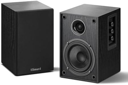Elimavi Powered Bluetooth Bookshelf Speakers, 40W X 2 Record Player Speakers with 4 Inch Woofer and a 1" Silk Dome Tweeter, BT5.3/RCA/USB-C Audio Input for PC and TVs, Black