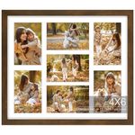 Golden State Art, 4x6 Multi Picture Frame, Brown Solid wood with Tempered Glass, Multiple 7-4x6 Collage Photo Frame for Wall Hanging -1 Pack