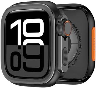 2 in 1 Metal Rugged Case Compatible with Apple Watch Series 10 46mm Shockproof Protect Bumper case with Back Cover Full Protection (Black,46mm)