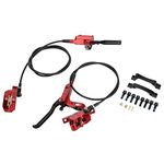 MTB Bike 4 Piston Front Rear Hydraulic Disc Brake Mountain Bike CNC Bilateral Oil Brake Oil Pressure Caliper Hydraulic Disc Brake Assembly Set(red) Bicycles and Spare Parts