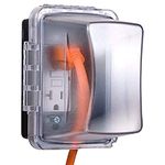 Taymac MM710C Weatherproof Single Outlet Cover Outdoor Receptacle Protector, 4-3/8 Inches Deep, Clear