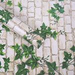 VI COLLECTIONS 1000 X 45 CM White Stones with Green Leaves Self Adhesive Wallpaper