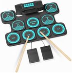 AODSK Electronic Drum Set,9 Electric Drum Practice Pad with Headphone Jack,Roll-up Drum Pad Machine Built-in Speaker Drum Pedals Drum Sticks,Great Holiday Xmas Birthday Gift (Dual Speakers)