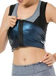 MOLLDAN Womens Polymer Sauna Vest Sweat Tank top Weight Loss Shirts with Zipper(M,Blue lining)