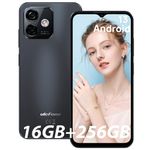 Ulefone Note 16 Pro SIM-Free Unlocked Mobile Phones, 256GB ROM 16GB RAM, Android 13 50MP+8MP, Dual SIM 4G Telephone, 6.52 inch, 4400mAh/10W Fast Charge, Octa(8) Core/Face ID/Headphones/5G WiFi, Black