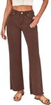 LookbookStore Wide Leg Trousers Women Wide Leg Trousers Women Womens Brown Jeans Cowgirl Jeans for Women Women Straight Leg Jeans Womens Western Jeans Pecan Brown Size X-Small