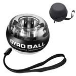 The AutoStory Advanced Gyro Wrist Strengthener Ball - Enhancing Arms, Fingers, and Wrists with Auto-Start Technology for Powerful Muscles and Bones (Bag Included) (Platinum Core, Lights, Black)