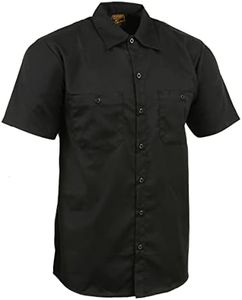 Milwaukee Leather MDM11669 Men's Black Button Up Heavy Duty Work Shirt | Classic Mechanic Work Shirt w/Pockets, Black, 3X-Large