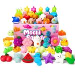 JOYIN Mochi Squishy Toys Set, Random 25 Pack Mini Mochi Party Favors for Kids, Kawaii Squishies Stress Relief Toys, Goodie Bags Fillers with Storage Box, Classroom Prizes, Valentines Day Party Favors