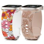 Floral Engraved Band with Flower Printed Strap for Apple Watch Band 38mm 40mm 41mm Women, Soft Silicone Cute Wildflowers Laser Strap for iWatch Bands Series Ultra SE 8 7 6 5 4 3 2 1 (Milk Tea/Daisy)