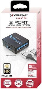 Xtreme 2-Port HDMI Splitter for HDTVs, Computer Monitors and Projectors, 4K Quality/Blu-Ray 3D Support, Works with Streaming Devices, DVD/Blu-Ray Players, Cable/Satellite TV Boxes, USB Cable Included