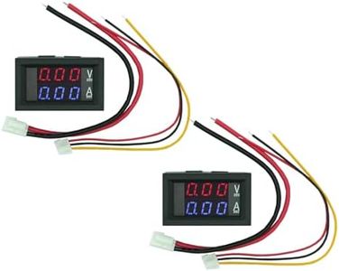 DIGISHUO 2Pcs 0.28" Digital Voltmeter Ammeter | DC 100V 10A Amp Voltage Current Meter Tester | 0.28 Inch 3 Bits Blue + Red Dual LED Display Panel with Connect Wires