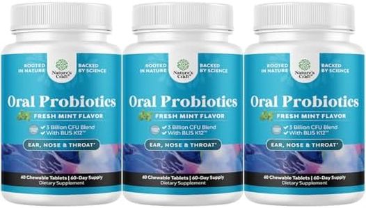 Oral Probiotics for Teeth and Gums - Minty Fresh BLIS K12 Oral Probiotics for Mouth Bad Breath Dry Mouth and Dental Health Support with 3 Billion CFU - Chewable Xylitol Lozenges Mint Flavor (3 Pack)