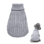 ZEACCT Pet Sweater, Dog Sweatshirts Apparel, Turtleneck Dog Jumper, Knit Dog Sweater Coat Puppy Dog Coat Dog Warm Coat Cute Pet Puppy Cat Jumper Sweater Knitwear Apparel Clothes (Grey S)