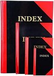 Premier Stationery A4 Indexed A-Z Casebound Ruled Hard Cover Notebook, 200 Pages, Black/Red