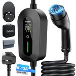 EzGoGo EV Charger Cable Type 2 to 3 Pin Plug 49.21Ft/15M Electric Car Charger 3kW, [6/8/10/13A] Type 2 Charging Cable 3 Pin EV Charger IP65 Advanced Protection Suitable for EVs & PHEVs