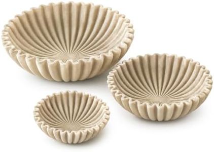 YMXYJM Decorative Bowl Set of 3, Fluted Resin Bowls for Home Decor, Beige