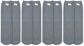 Secure (4 Pairs) Non-Skid / Non-Slip Slipper Socks for Fall Prevention, Gray