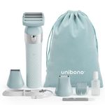 Unibono 3-in-1 Electric Razors for Women,Dual-Foil Electric Shaver for Women Face,Legs and Armpit,Rechargeable Bikini Trimmer,Body Hair Removal Set with LED Illumination,Public Hair Trimmer for Women (Light Blue2)