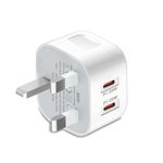 40W USBC Plug UK USB C Plug Fast Charge Double USB-C Charging Plug Wall Head Power Adapter Charger for iPhone 15/15 Pro Max, iPad Pro/Air, Samsung Galaxy S24, More (UK Plug to 2 USB Type-C Adaptor)