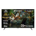 SANSUI 190cm (75) 4K QLED Google TV with Dolby Vision, HDR10+, 30W Dolby Atmos Sound with Tweeters, HSR 120Hz, MEMC, Far-Field Voice Interaction, Satellite Tuner JSW75UG23QF (Black)