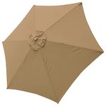 Yescom 9' Patio Umbrella Replacement Canopy 6 Rib Outdoor Yard Garden Deck Lawn Market Parosol Cover Top Color Tan