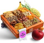 GURU HUNU Dried Fruit Gift Baskets, Nuts Gift Basket - Food Gifts Basket for Thanksgiving, Anniversary, Birthday, Christmas - Gift Basket Dry Natural Fruits - Holiday Dry Fruits and Nuts Gift Box