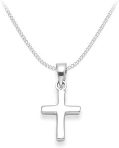 Para ropa de niños de plata de ley Collar con cruz a presión 35,56 cm plata de - diseño de corazones de presentación caja de regalo - Tamaño: 11 mm x 15 mm tamaño pequeño