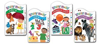 Classic Tab Board Book 4 Volume Set - ABC's, 123's, SHAPES & COLORS and ANIMALS for Preschool Children by Brainy Baby®