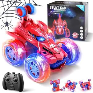 Lehoo Castle Remote Control Car Kids 3-5, Stunt Car 360° Rotating Rechargeable, Toy Car with Light, Toys for 3 4 5 Year Old Boy