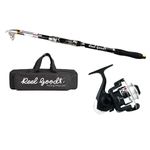 Telescopic Fishing Set Rod, Reel & Bag Set Ultralight Fishing Rod Spinning Reel with Bag All-in-One Fishing Gear Kit (Silver, 2.1m)