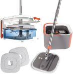 wlich Spin Mop and Bucket Set, 360 ° Rotating Floor Mop with Separation Dirty and Clean Water System, Square Floor Cleaner for Mopping with Handle, Cleaning Brush and 2 Washable Ultra-fine Fiber Pads
