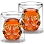 VI AI Whiskey Glasses, Cocktail Glasses, Old Fashioned Glass Double Wall Rocks Glasses for Drinking Bourbon, Scotch Whisky, Cocktails, Cognac, 150ML 2 Pack