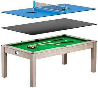 Garvee 7FT 3 in 1 Pool, Dining, & Table Tennis Combo Table with Accessories (Balls, Cues, Ping Pong),Convertible Billiards and Table Tennis,HDF Wood Grain Finish & Chrome Accents