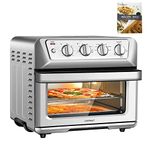 COSTWAY Air Fryer Toaster Oven, 7-in-1 Convection Countertop Oven with Auto-Shut-Off, Timer, Accessories & Cookbook, 1800W, 21.5 QT Air Fryer Toaster Oven Combo, Bake, Broil, Toast, Reheat, Fry Oil-Free, Stainless Steel