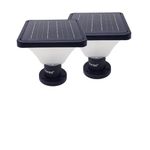 Hardoll 15W Solar Pillar Lights for Outdoor Home Garden Waterproof Wall Gate Post Lamp(Square Shape-Pack of 2)