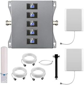 KKBSTR Amplificador 4G Amplificador Señal Movil, 5 Bandas B1/B3/B7/B8/B20, Dos Antenas Interiores