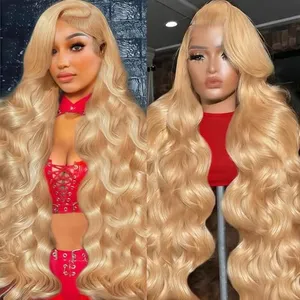 Loyom 32 Inch Honey Blonde Wig Human Hair 200 Density 13X6 Body Wave HD Lace Front Wigs Human Hair Pre Plucked 10A Honey Blonde HD Transparent Lace Frontal Glueless Wigs for Women