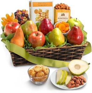 A Gift Inside Classic Fresh Fruit Basket Gift with Crackers, Cheese and Nuts for Holiday, Thank You, Birthday, Get Well, Anniversary, Corporate