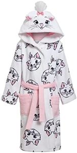 Disney Aristochats Marie Peignoir de bain à capuche en polaire pour fille Motif chat, blanc, 3 ans