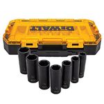 DEWALT DWMT74736 Tough Box 7PC SAE 1/2 Deep Drive Impact Socket Set