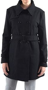 Alpine Swiss Keira Womens Black Wool Double Breasted Belted Trench Coat Medium
