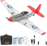 VOLANTEXRC 2 Channel RC Plane P51D Mustang RTF for Beginners, 2.4Ghz Remote Control Airplane Easy to Fly with Gyro Stabilization, Outdoor Hobby WWII Toy for Kids & Adults (Red)