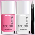 Liquid Latex for Nails, DRMODE Nail Latex Tape Peel Off Fast Drying Nail Polish Barrier, Nail Cuticle Guard Protector for Fingers Nail Stamping with Tweezers for Nail Art