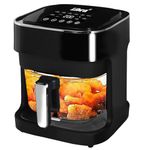 Libra 4.5 Litre Digital Air Fryer with Glass Bowl | Teflon-Free, 8 Presets, 1450W Power | Air Fry, Toast, Grill, Broil, Reheat, Keep Warm, Dehydrate, & Roast | Visible Window | Smart Air fryer Oven