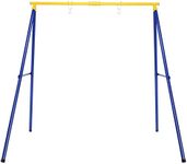 Maxmass Heavy Duty Swing Frame, Kids Swing Set with Ground Stakes, Indoor Outdoor Single Swing A Frame for Backyard Garden Park Playground (Blue + Yellow)