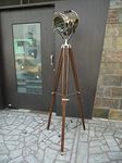 Hollywood Vintage Marine Nautical Industrial Spotlight Floor Lamp Tripod Stand Wood Tripod Floor Lamp, Mid Century Standing Lamp, Modern Design Studying Light for Living Room, Bedroom,